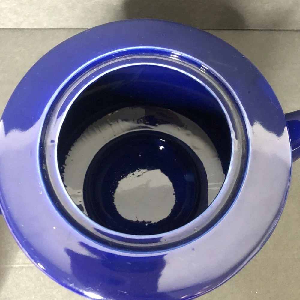 Sam Lebowitz Design COPCO Cobalt Blue Teapot with Lid 1982 Korea Striped Ceramic